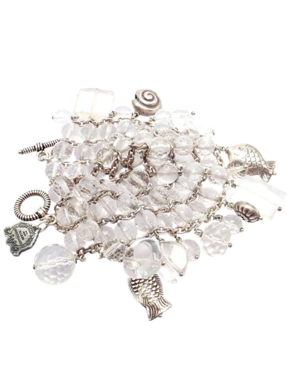 Vintage Mario Buccellati Free Time Silver Quartz 3 Row Bead Fish Toggle Bracelet - Picture 7 of 11